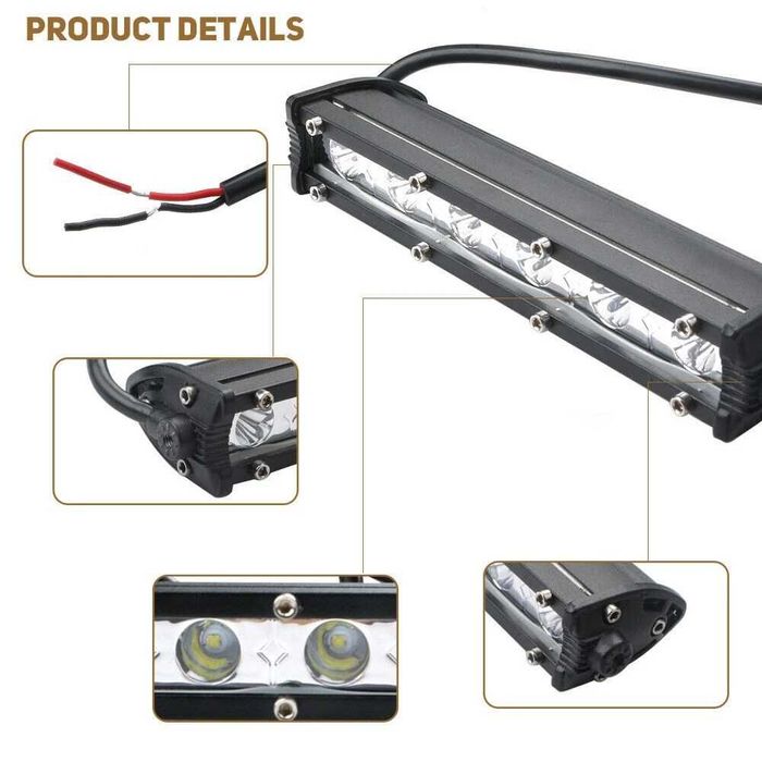 Мини LED бар 18W с 6 диода – 12/24V – снимка 4
