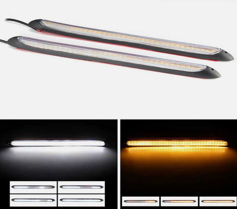 Гъвкави LED дневни светлини с бягащ мигач – 23.5 см, 2 бр. – снимка 2