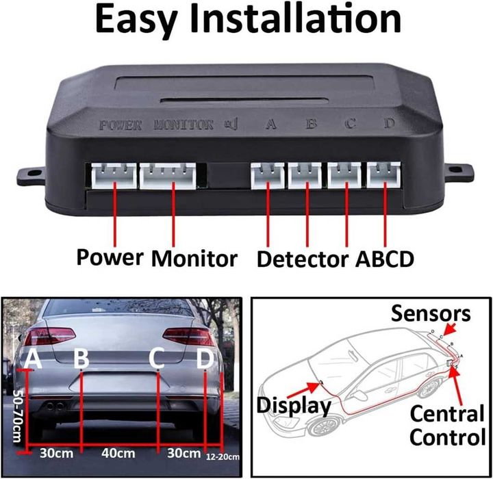 Парктроник с 4 датчика, LCD дисплей и звук – сив – снимка 3