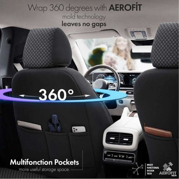 Тапицерия за кола OtoM Sport Plus – черна с червен кант, универсална – снимка 6