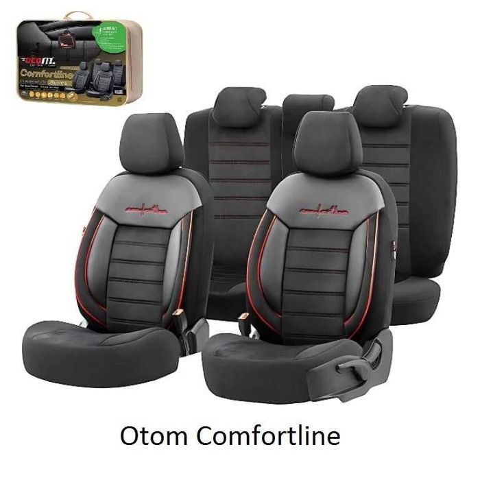 Тапицерия за кола кожа и плат OtoM Comfortline – черно/червено
