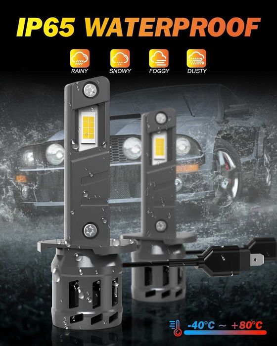 LED крушки H1 за фарове – 9–18V, 10600 lm, 6500K – снимка 6