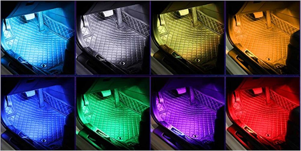 RGB LED осветление за интериор на кола 12V – 12 диода, 8 цвята – снимка 3