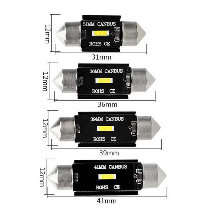 Сулфидни LED крушки Canbus – 31/36/39/41 мм, 2 бр. – снимка 2