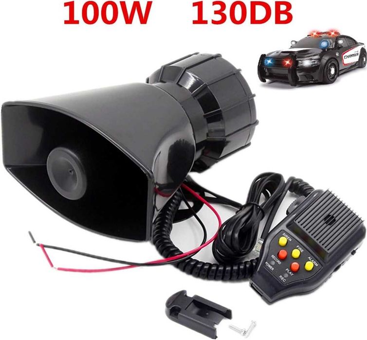 Сирена за кола с микрофон и запис – 3 мелодии, 12V, 100W