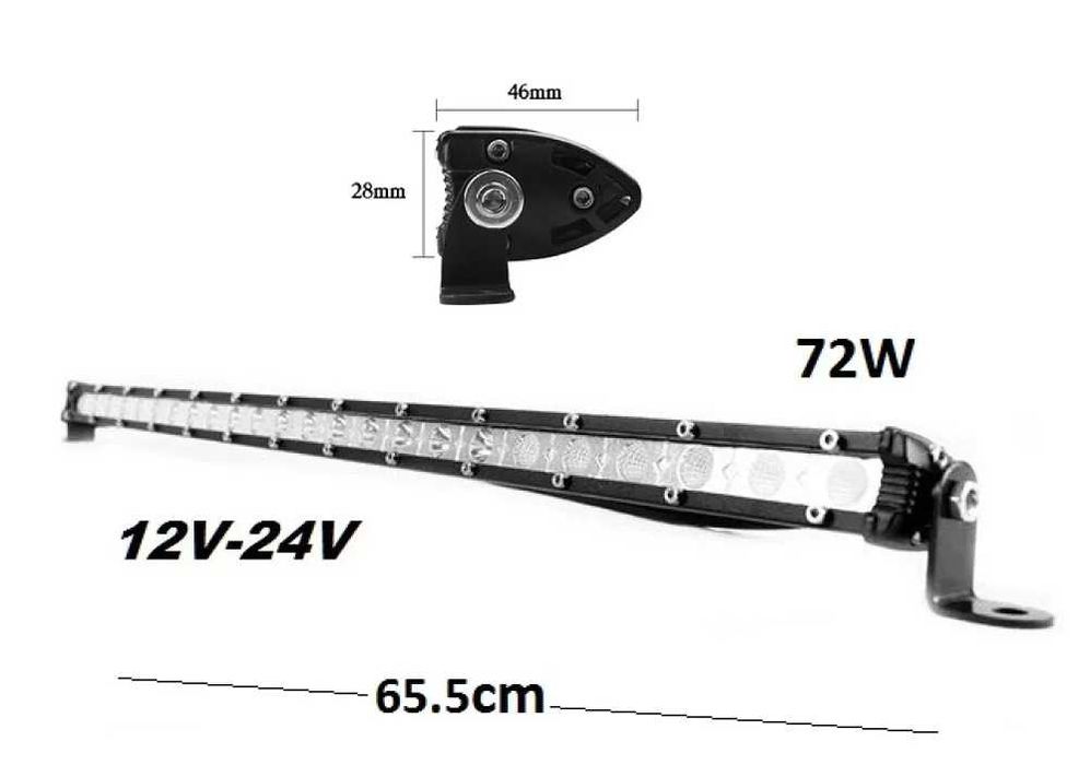 Тънък LED бар 72W с 24 диода – 65.5 см, 12/24V – снимка 5