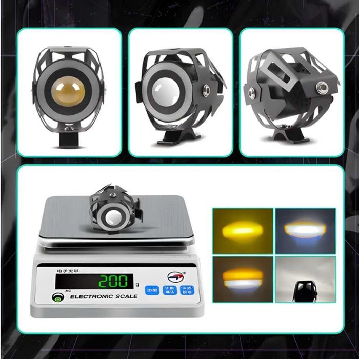 LED фар с лупа за мотор RGB – 3 режима – снимка 3