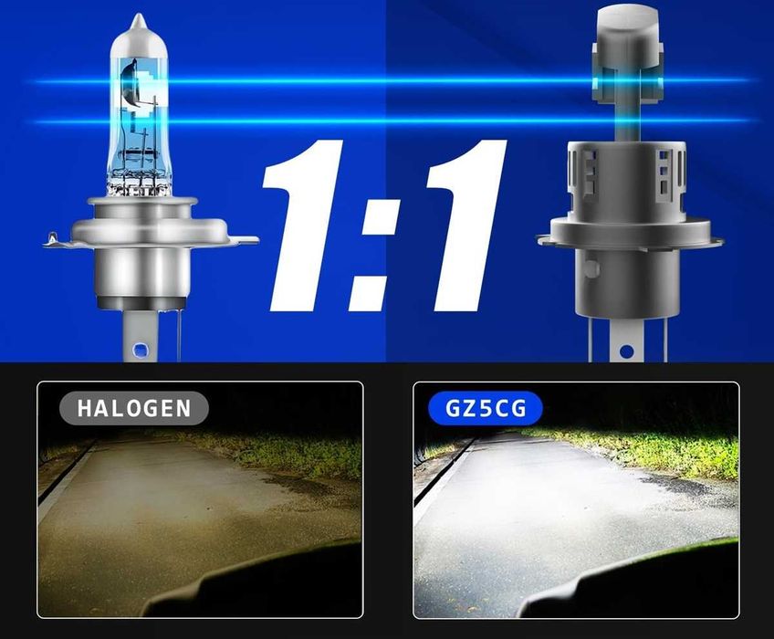 Мини LED крушки H4 за фарове – 12V, 6500K, комплект – снимка 4