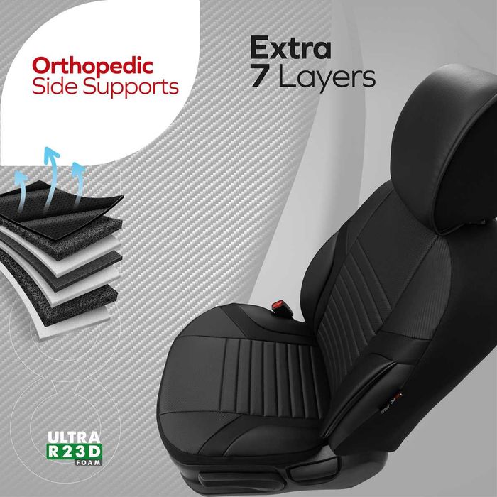 Кожена тапицерия за кола OtoM Design Coral – универсална, 11 части – снимка 3