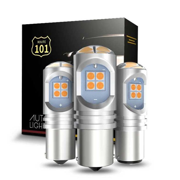 LED крушки за мигач P21W с лупа – 12 LED, 2 бр.