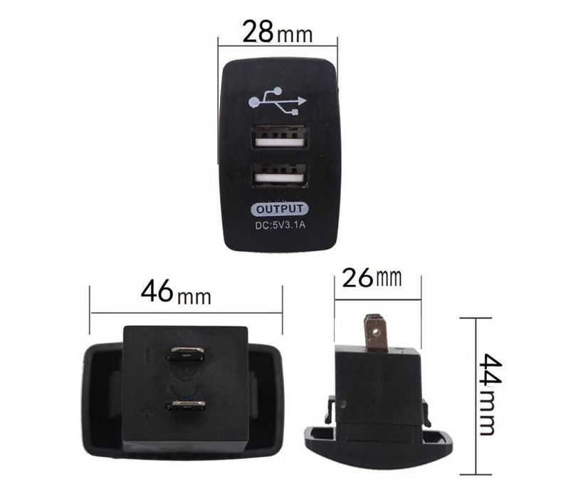 Зарядно за вграждане с 2 USB за кола – 12/24V, 3.1A – снимка 4