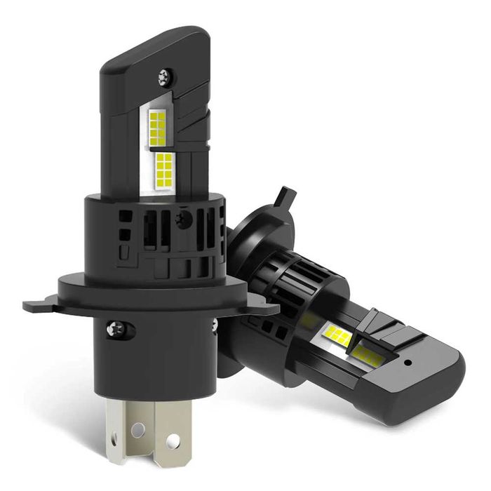 Мини LED крушки H4 за фарове – 12V, 6500K, комплект – снимка 2