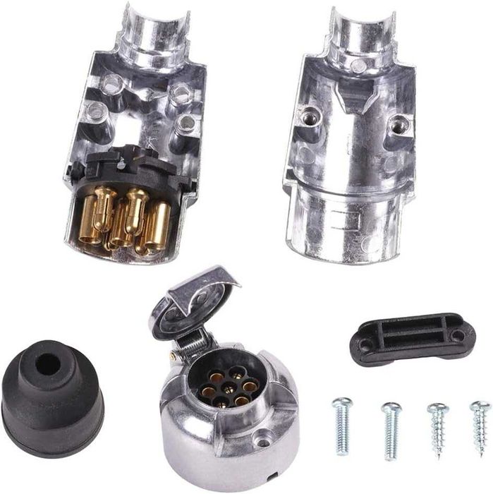 Метална букса за ремарке 7 пина 12V – от две части – снимка 3