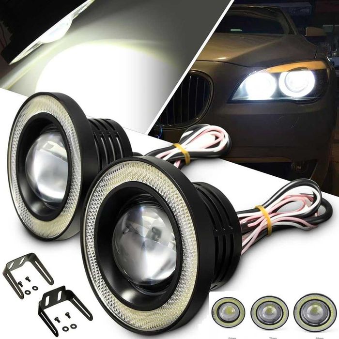 LED халогени за мъгла с лупи – 64/76/89 мм, комплект – снимка 4