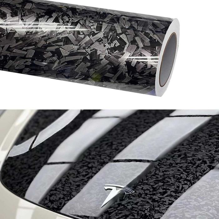 Гланцово фолио кован карбон за кола – 152x100 см – снимка 2