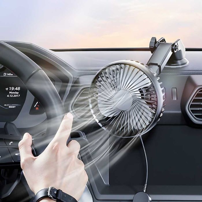 Вентилатор за кола с вакуум и регулируемо рамо – 12V, 13 см – снимка 5