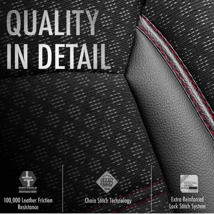 Тапицерия за кола OtoM Sport Plus – черна с червен кант, универсална – снимка 4