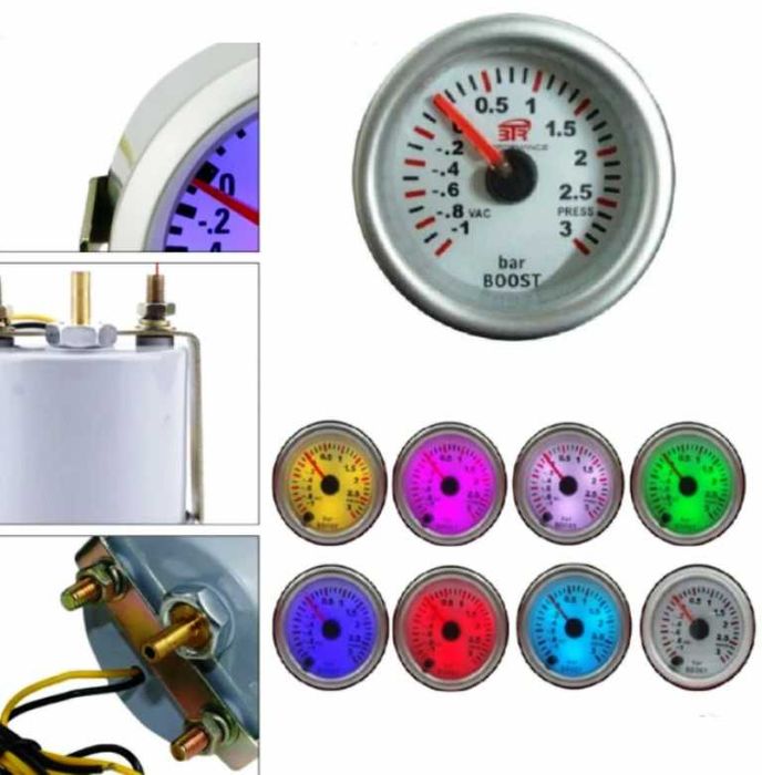 Уред за налягане на турбото Boost Meter RGB – 3 bar, 52 мм, 7 цвята