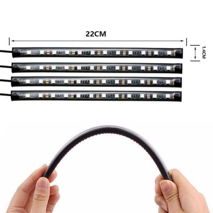 RGB LED осветление за интериор на кола 12V – 12 диода, 8 цвята – снимка 6