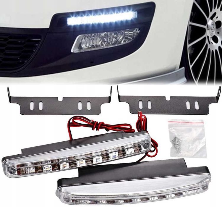 LED дневни светлини с 8 диода – комплект