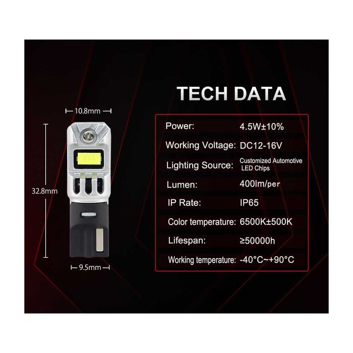 LED крушки за габарит T10 W5W – Full Canbus – снимка 4