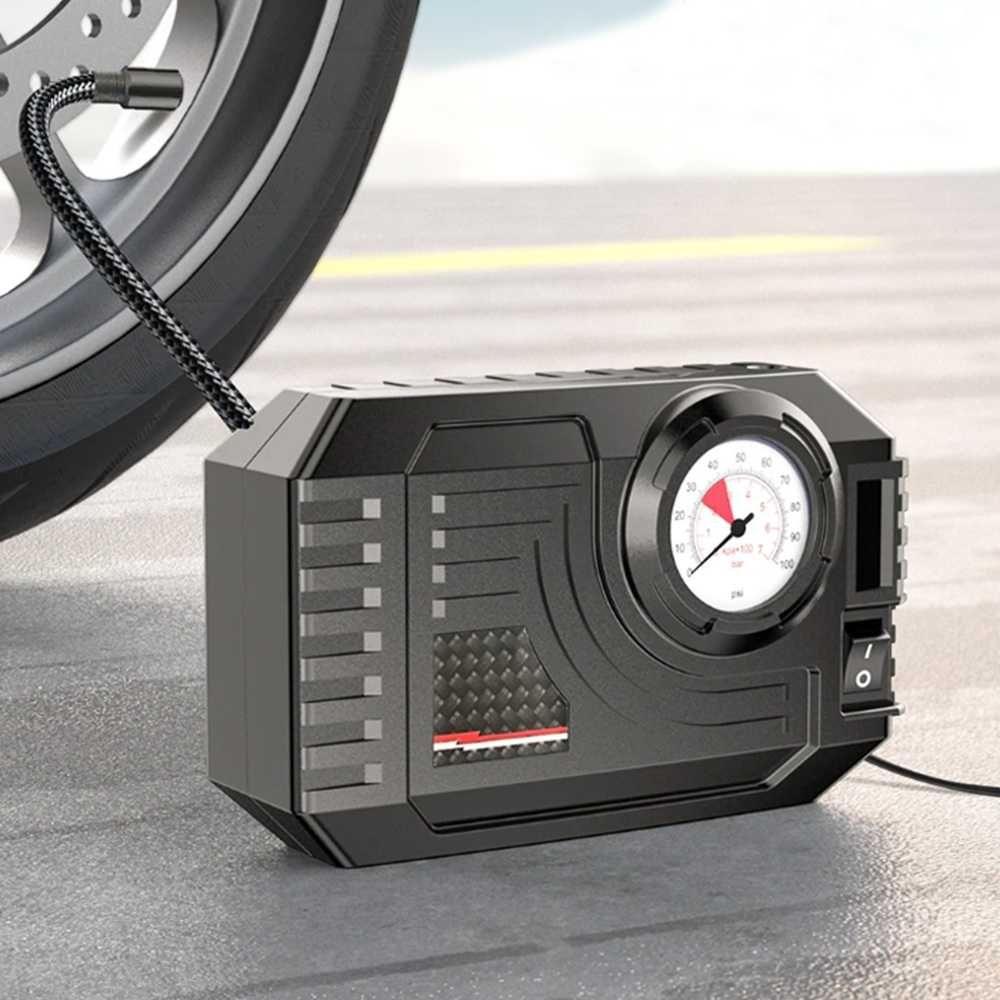 Kомпресор с манометър за помпене на гуми - 12V/ 60W/ 90 PSI - снимка 2