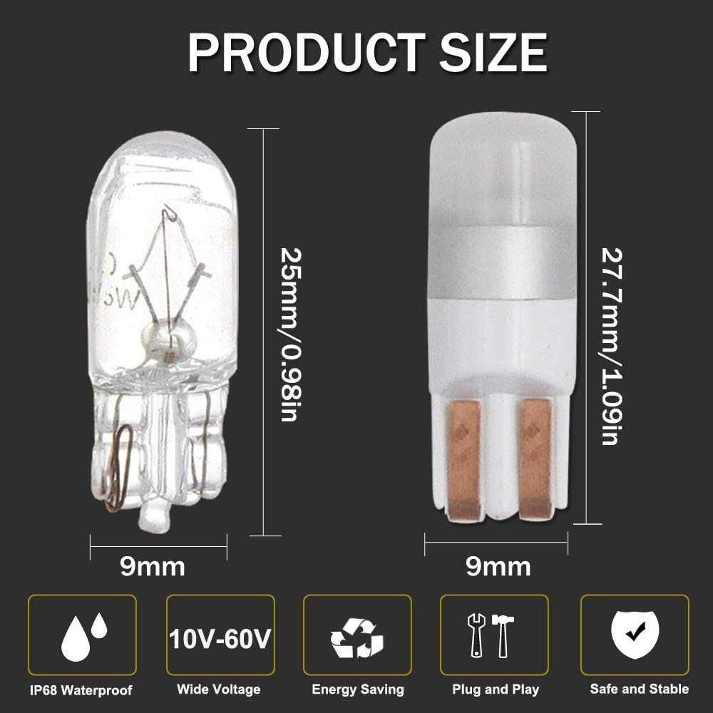Комплект LED Диодни крушки тип Т10 - 6000K ( 2 броя ) - снимка 3