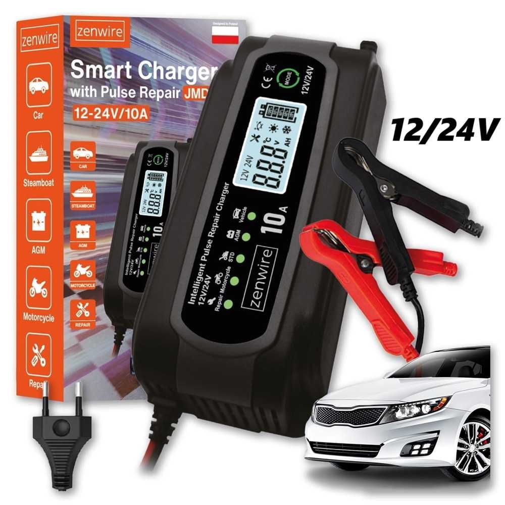 Многофункционално зарядно устройство за акумулатори 10A - 12V/24V - снимка 1