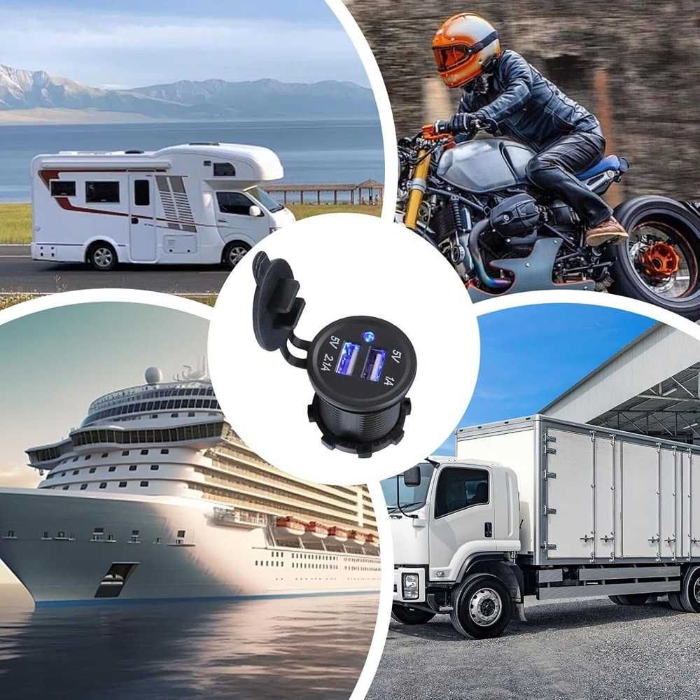 USB зарядно с 2 гнезда за вграждане в таблото 12/24V - 1A/2.1A - снимка 7
