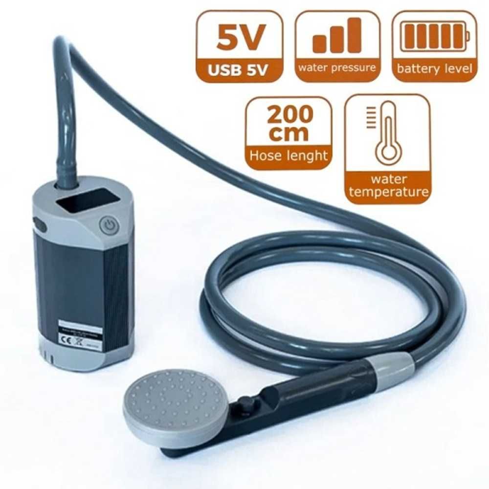 Портативен къмпинг душ с електрическа помпа и акумулаторна батерия 5000 mAh (5V) - снимка 2