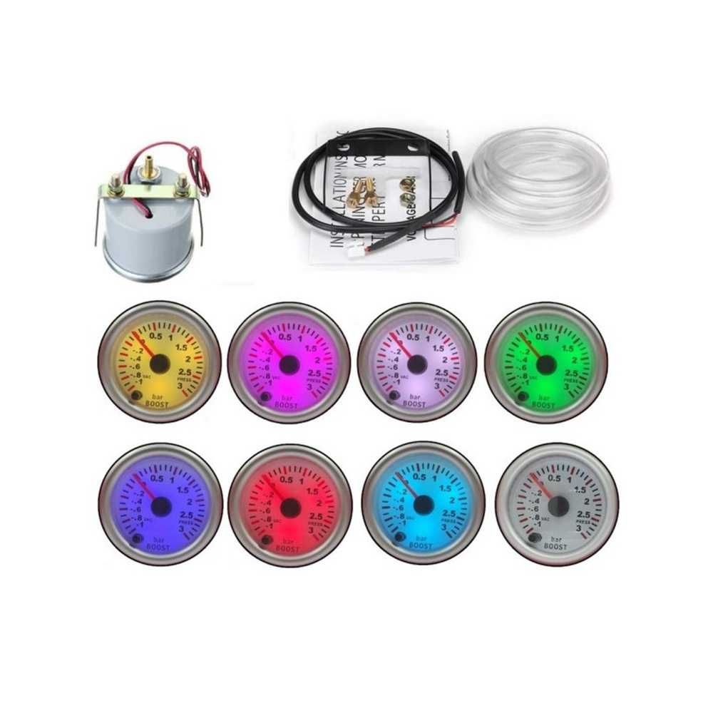 Уред за налягането на турбината Boost Meter RGB - 3 bar/52мм/7 цвята. - снимка 4
