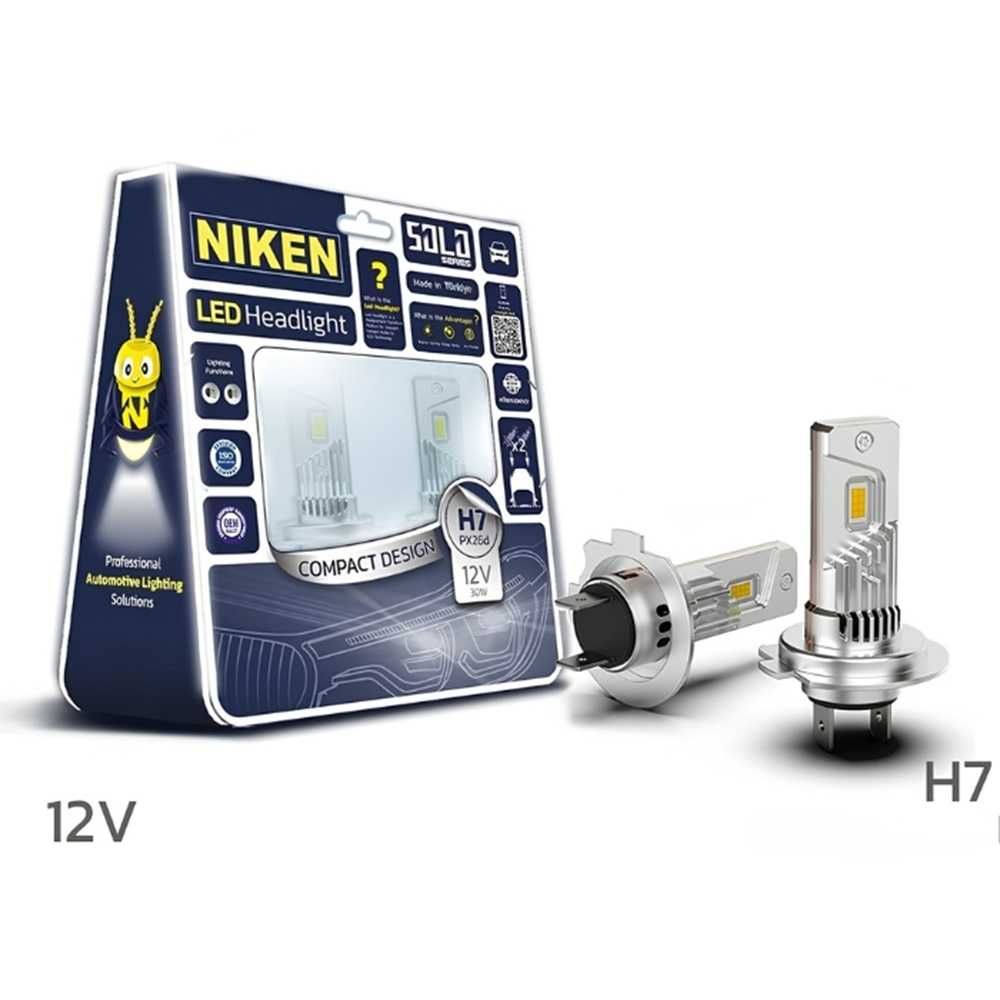LED диодни крушки за фарове Niken H7, 12V, 8000к - 2 броя - снимка 2