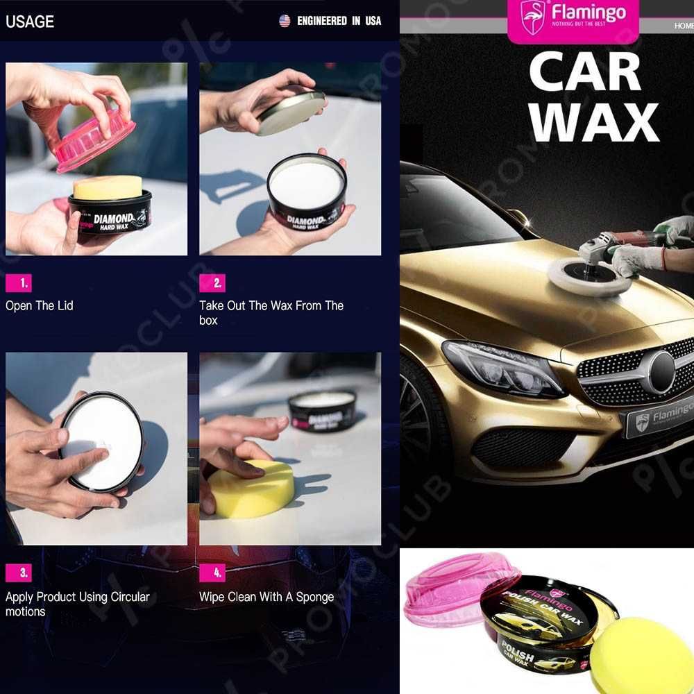 Восъчна полир паста FLAMINGО Polish Car Wax+ гъба 230 гр. - снимка 4