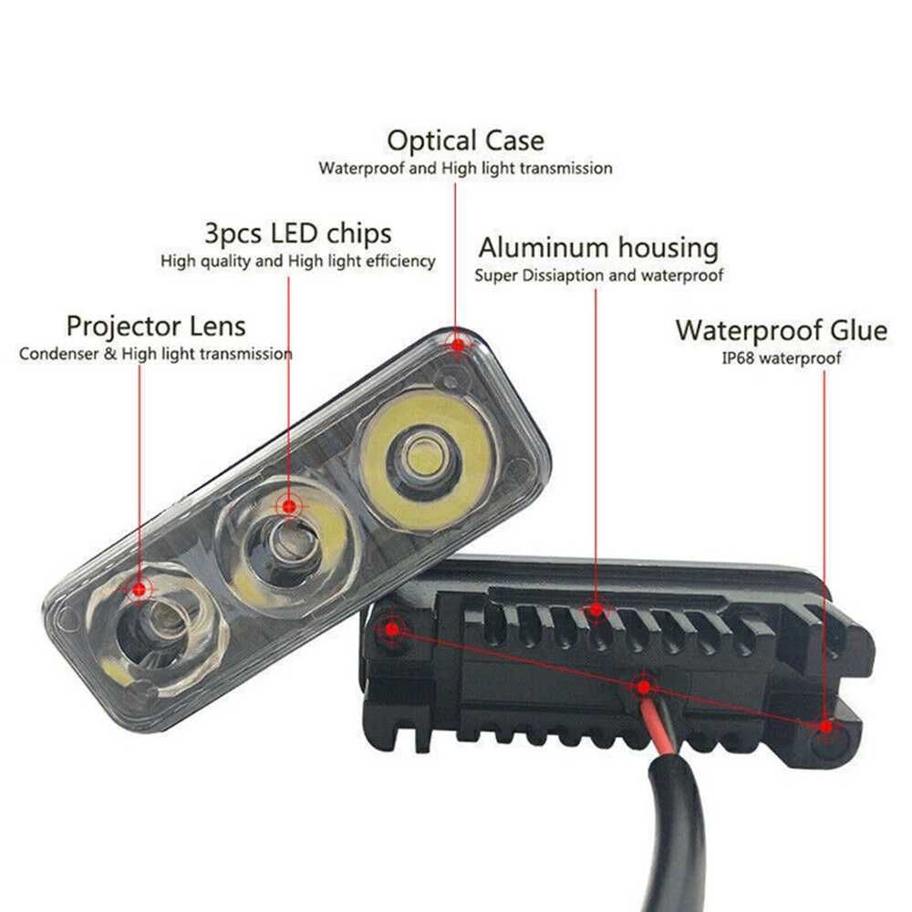 Комплект 3 LED дневни светлини за автомобил 12V - 2 броя. - снимка 5