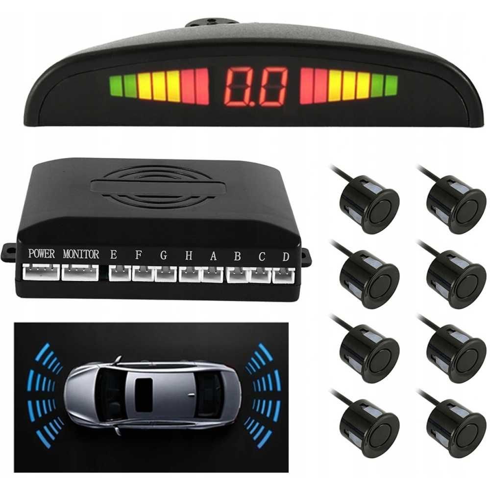 Парктроник с LED дисплей 8 датчика - Черен - снимка 1