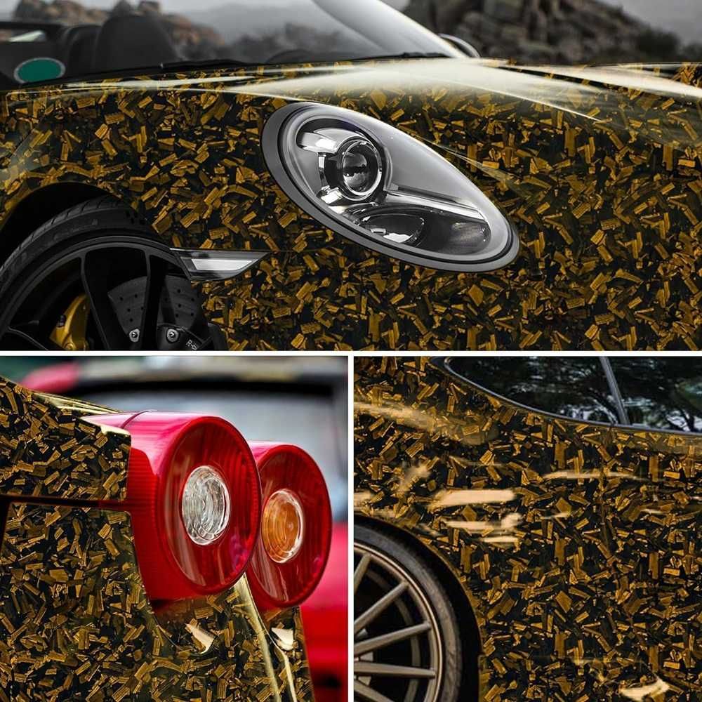 Висококачествено фолио Кован Carbon Gold за автомобил - 152х100см - снимка 5