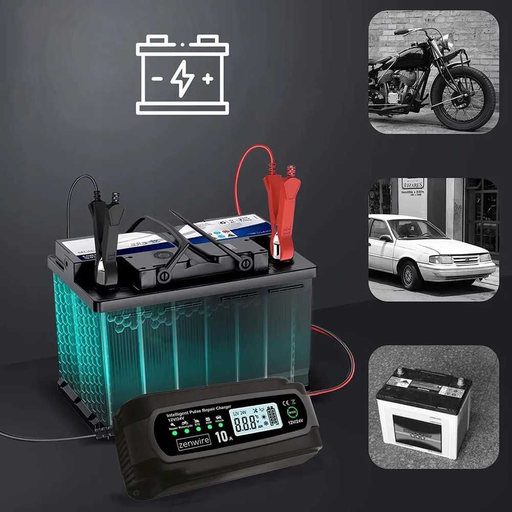 Многофункционално зарядно устройство за акумулатори 10A - 12V/24V - снимка 2