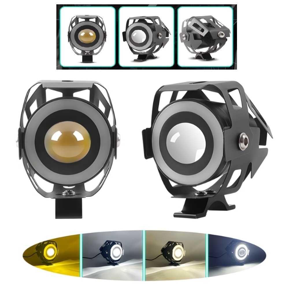 Висококачествен LED фар с лупа за Мотор RGB - 3 режима на работа - снимка 1