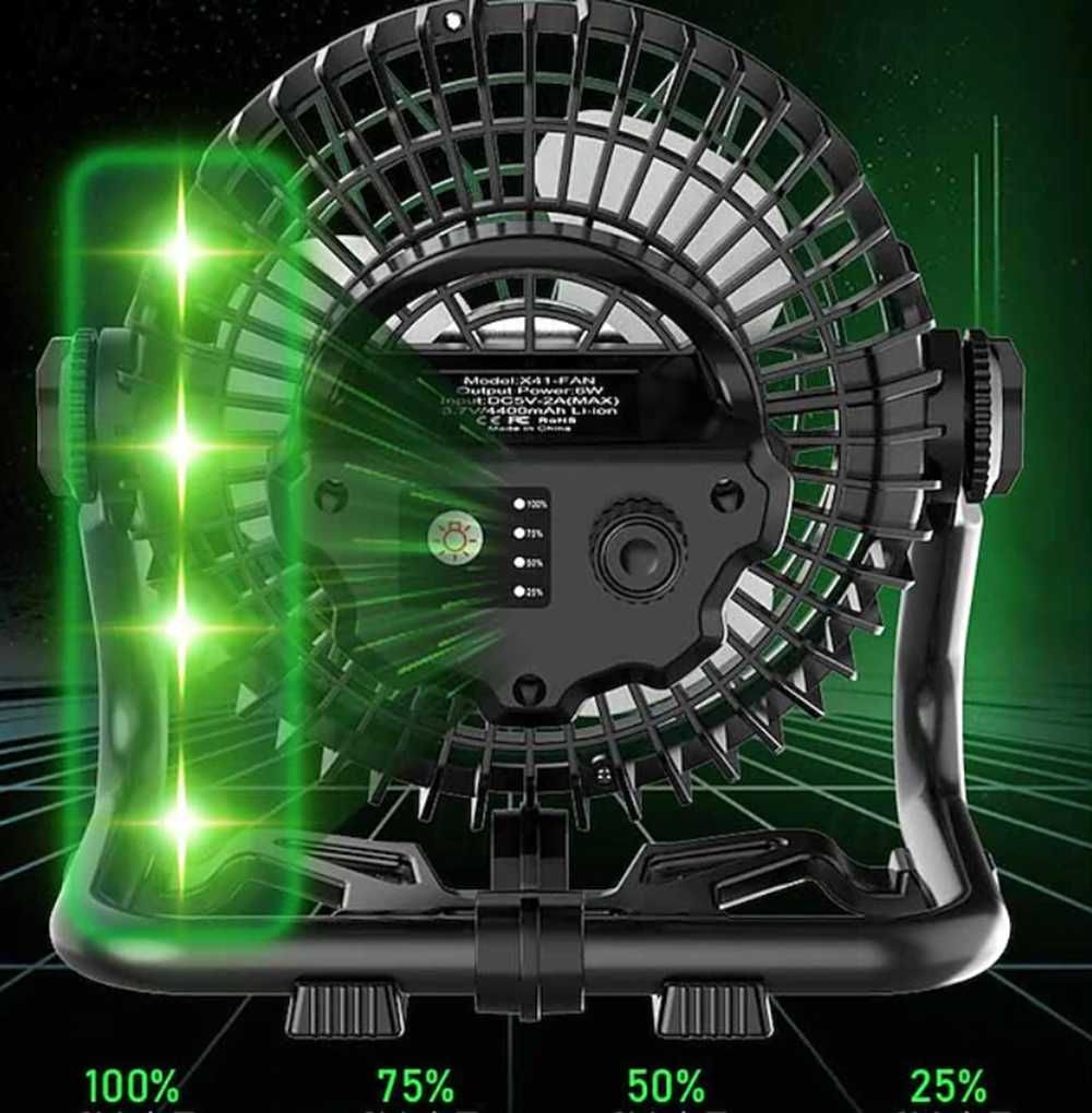 Aкумулаторен къмпинг вентилатор с вградена LED светлина - 360 градуса. - снимка 4