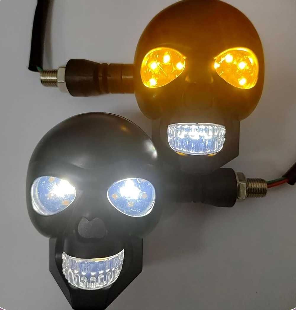 Комплект LED мигачи за мотоциклет с дизайн на череп - 2 броя. - снимка 3
