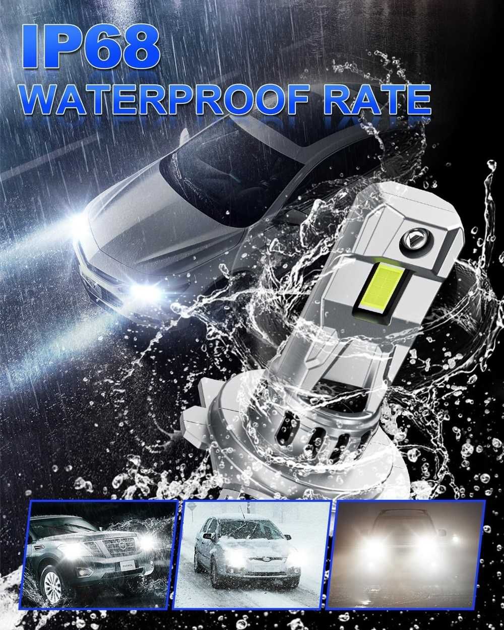60W LED Мини Диодни крушки H7, 12V, Canbus +300% Светлина. - снимка 9