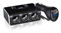 Разклонител за запалка с Волтметър 3 гнезда, 2 USB 12/24V, 120W. - снимка 1