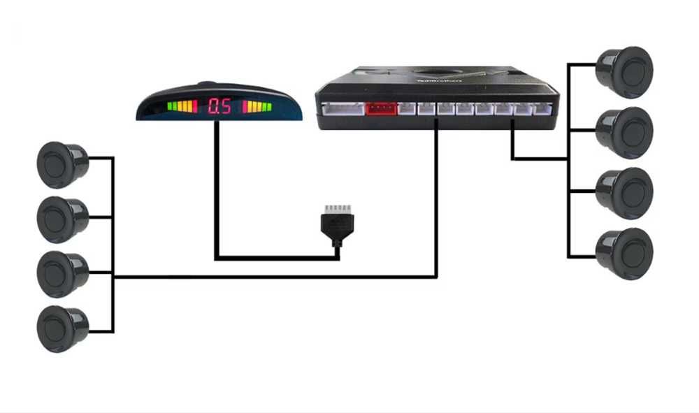Парктроник с LED дисплей 8 датчика - Черен - снимка 4