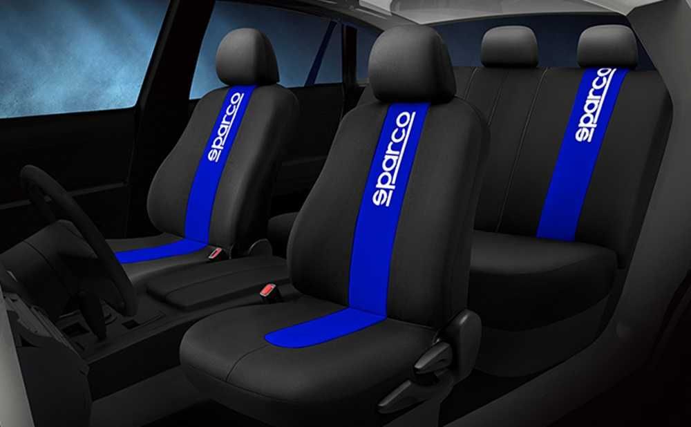 Комплект калъфи за седалки SPARCO - Черно/Синьо - 2мм Пяна. - снимка 2