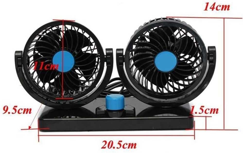 Вентилатор двоен за автомобил 4 inch, 12/24V - 360 градуса - снимка 6