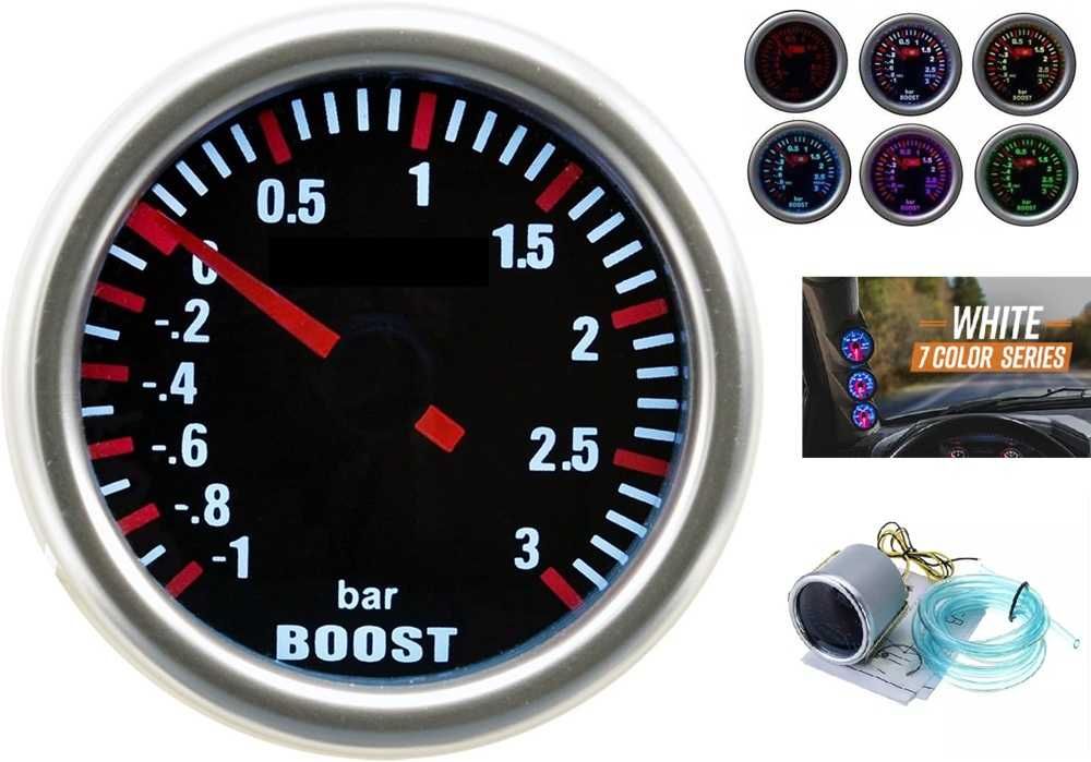 Уред за налягането на турбината Boost Meter - 3 bar/52мм/7 цвята. - снимка 1