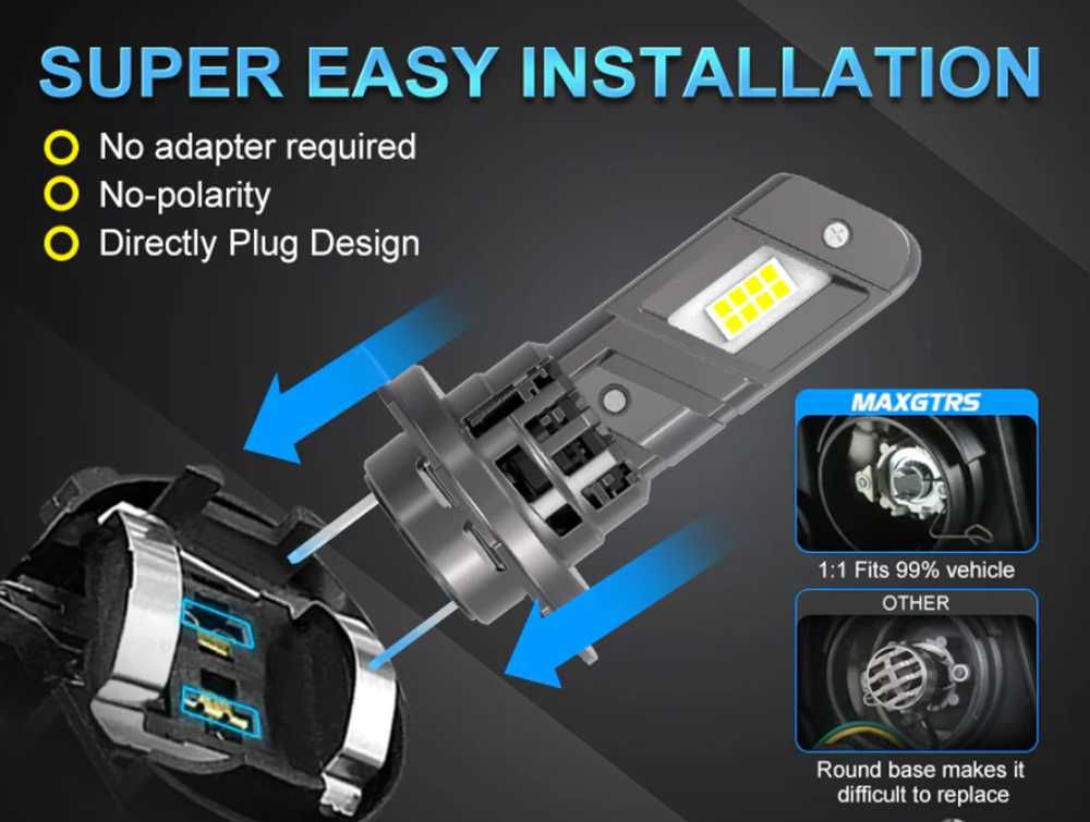 100W LED Мини Диодни крушки H7 12V +300% Светлина. - снимка 5