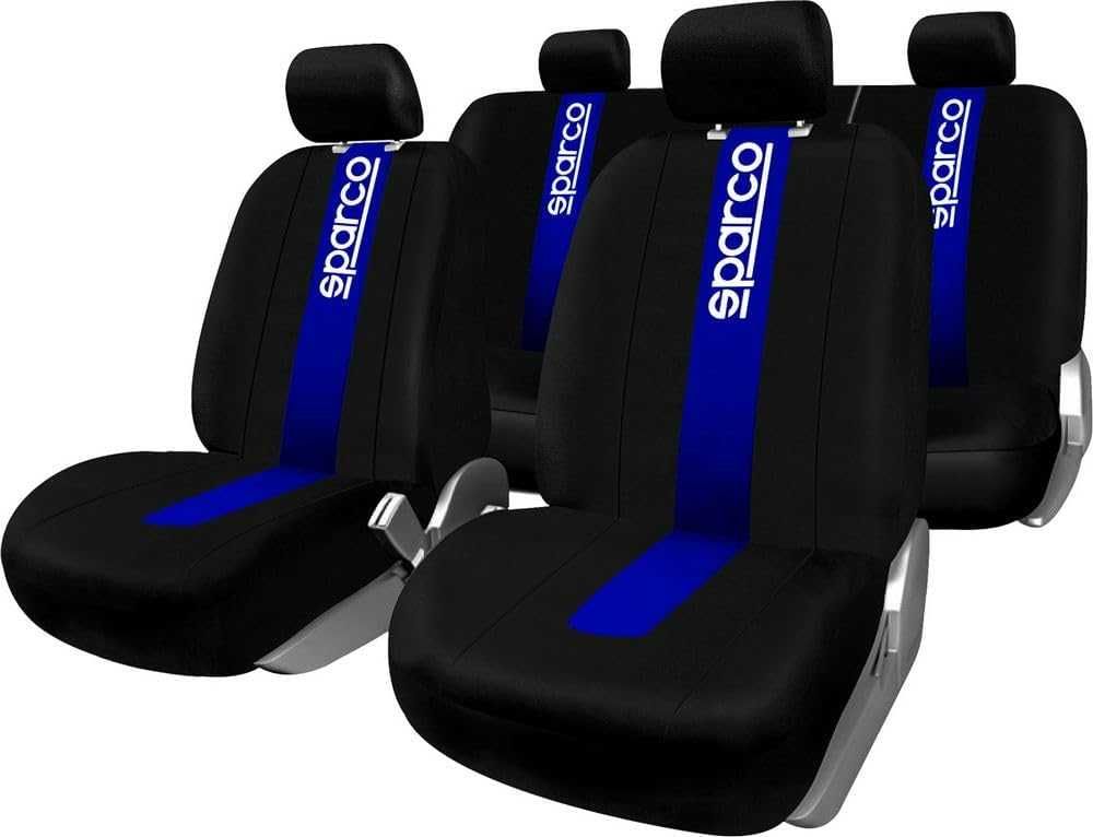 Комплект калъфи за седалки SPARCO - Черно/Синьо - 2мм Пяна. - снимка 1