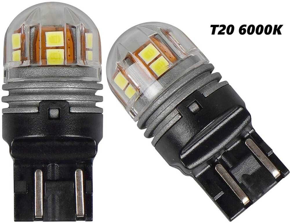 Комплект Т20 LED крушки за автомобил 15 SMD с две светлини - 12/24V - снимка 1