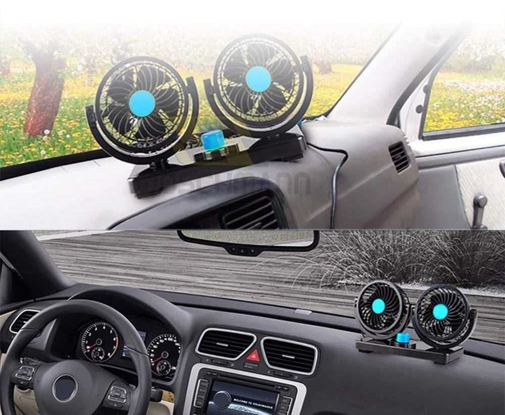 Вентилатор двоен за автомобил 4 inch, 12/24V - 360 градуса - снимка 7